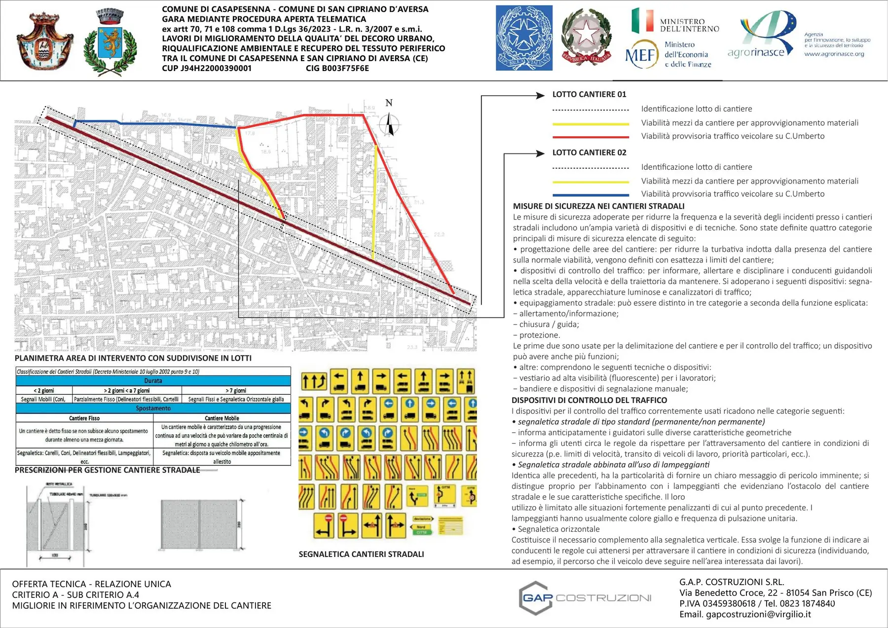 Tavola tecnica dedicata all’organizzazione del cantiere