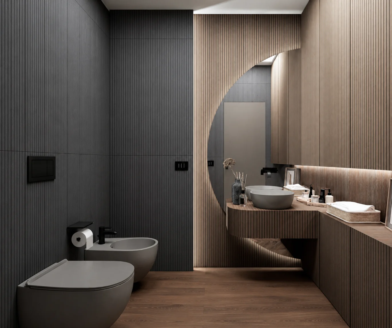 ADP · Bagno al piano terra · specchio e rivestimenti