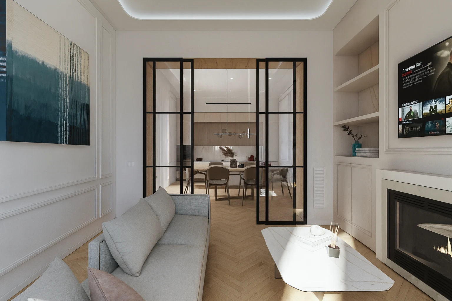 ADP · Render · Il salone verso la cucina