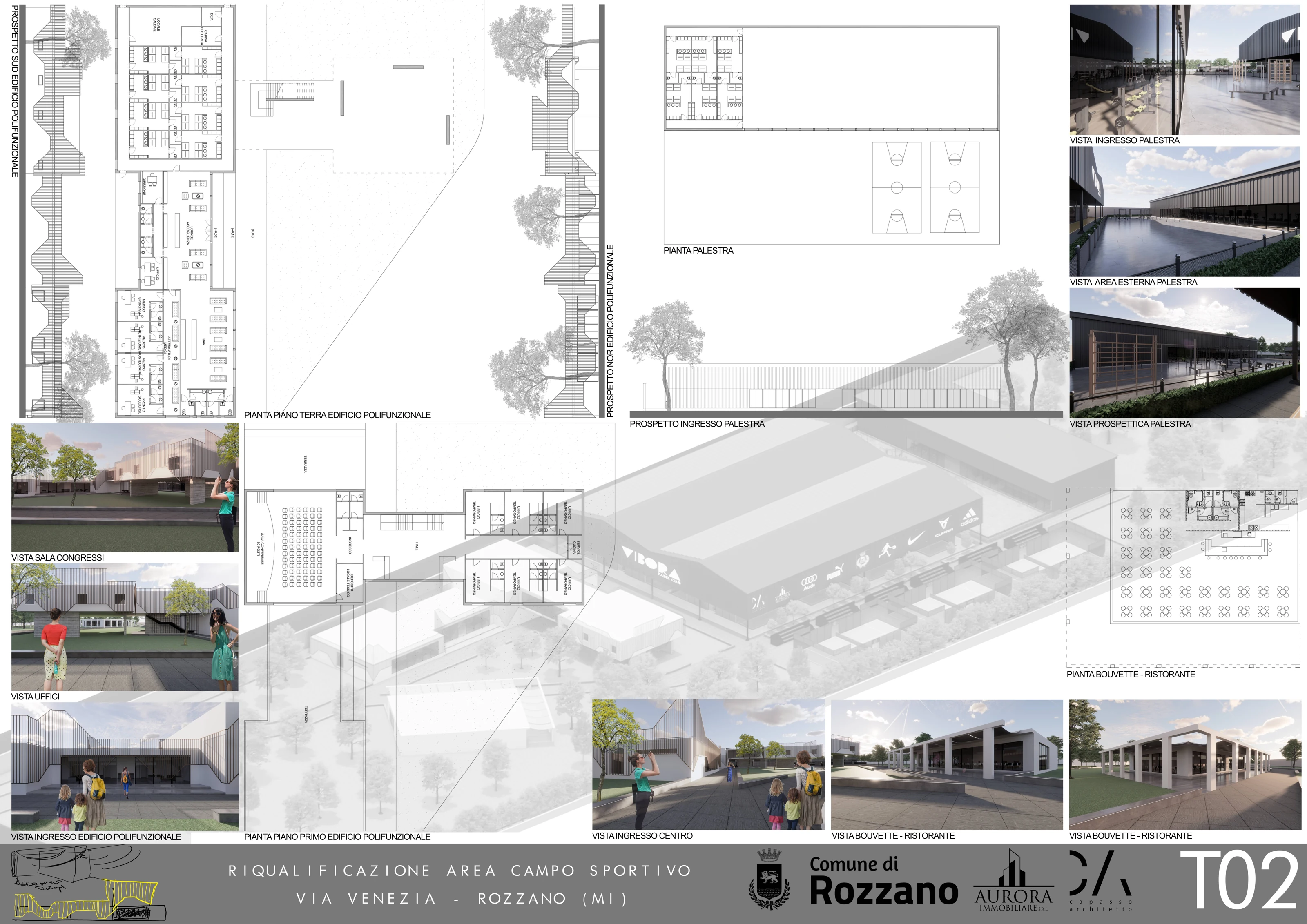 Tavola 02 · Edificio polifunzionale, palestra e ristorante · Rozzano Padel Center